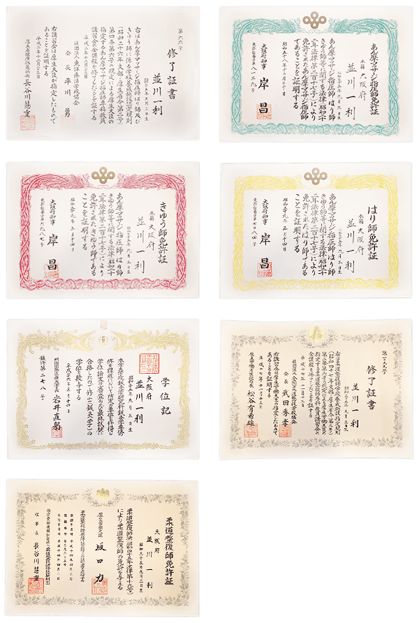 鍼灸の資格・免許証